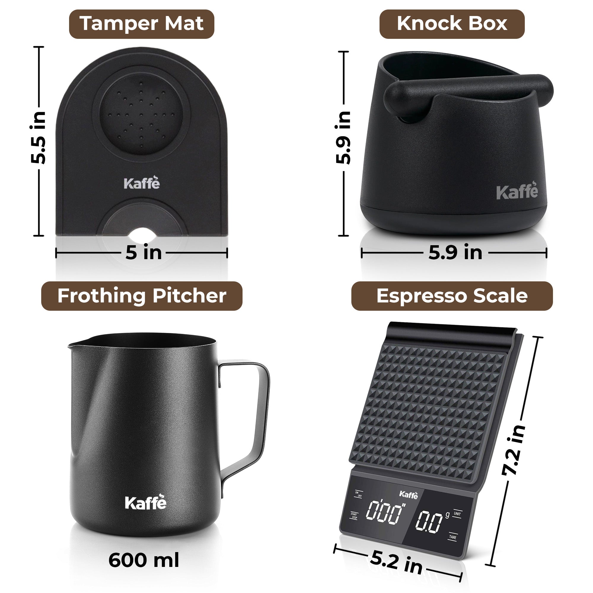 Espresso Starter Kit (Knock Box, Coffee Scale, Tamper Mat, Milk Pitcher), KF1190
